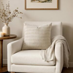 Alternative view of MIULEE Corduroy Decorative Throw Pillow Covers 18x18 Cream White 18" x 18" (Pack of 2)