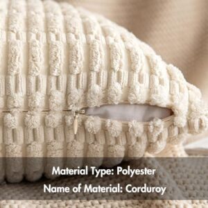MIULEE Corduroy Decorative Throw Pillow Covers 18x18 Cream White 18" x 18" (Pack of 2) - Image 4