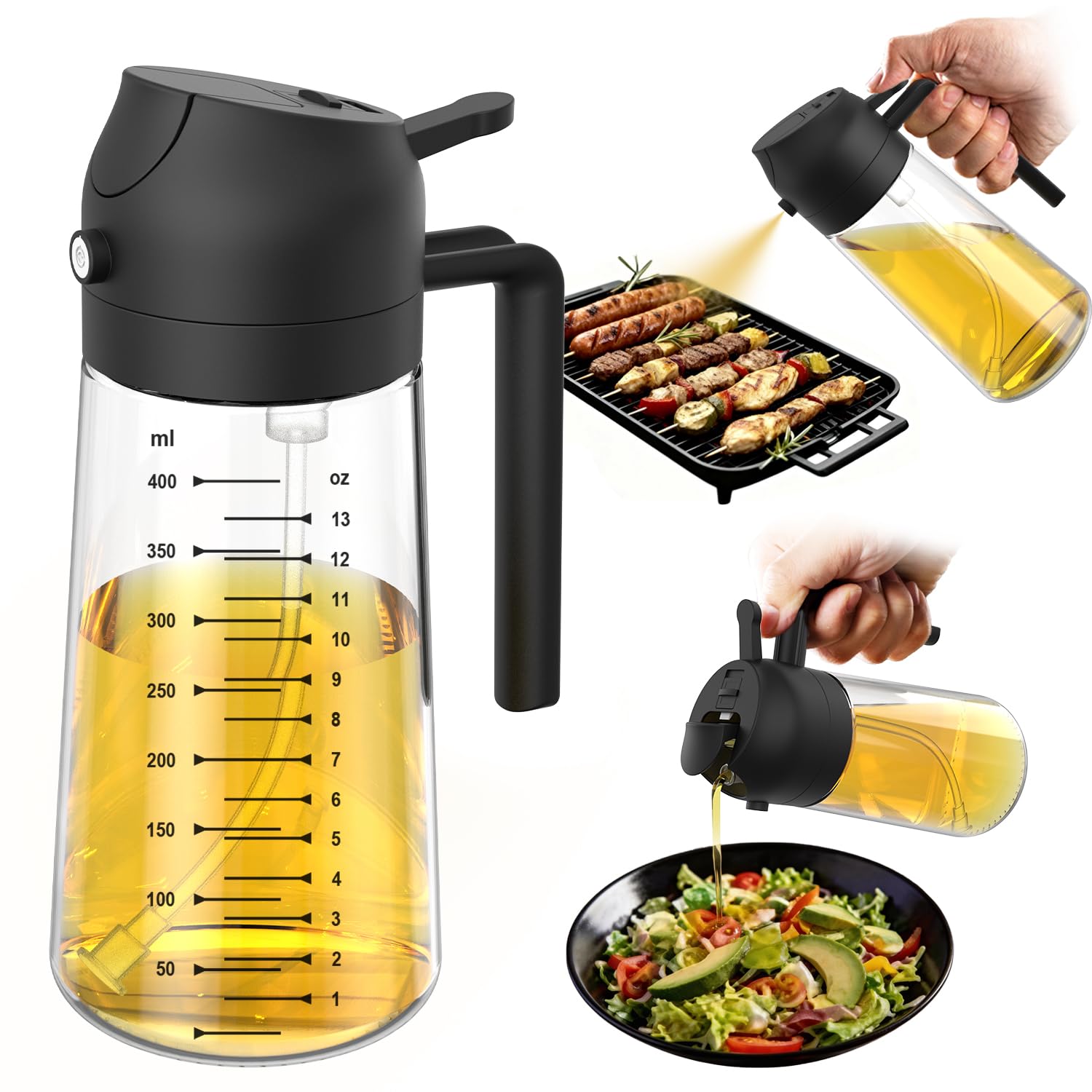 16oz/470ml Glass Olive Oil Sprayer for Cooking
