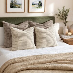 MIULEE Corduroy Decorative Throw Pillow Covers 18x18 Cream White 18" x 18" (Pack of 2) - Image 5
